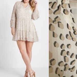 Leopard Print Tiered Trapeze Dress